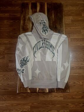 Civil Regime Beige Patch Graphic Pullover Hoodie